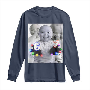 Gloving Niche 67 Ai Baby Meme Long Sleeve Shirt Six Seven Hand Funny Laughing Baby TS10 Navy Print Your Wear