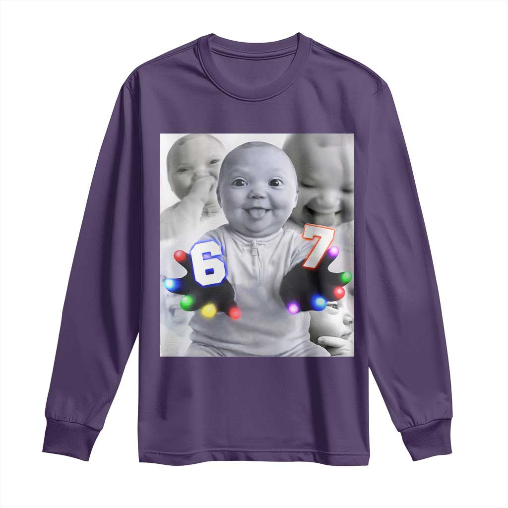 Gloving Niche 67 Ai Baby Meme Long Sleeve Shirt Six Seven Hand Funny Laughing Baby TS10 Purple Print Your Wear