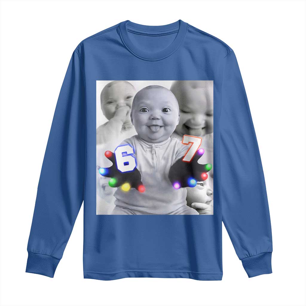 Gloving Niche 67 Ai Baby Meme Long Sleeve Shirt Six Seven Hand Funny Laughing Baby TS10 Royal Blue Print Your Wear