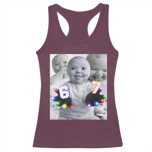 Gloving Niche 67 Ai Baby Meme Racerback Tank Top Six Seven Hand Funny Laughing Baby TS10 Maroon Print Your Wear