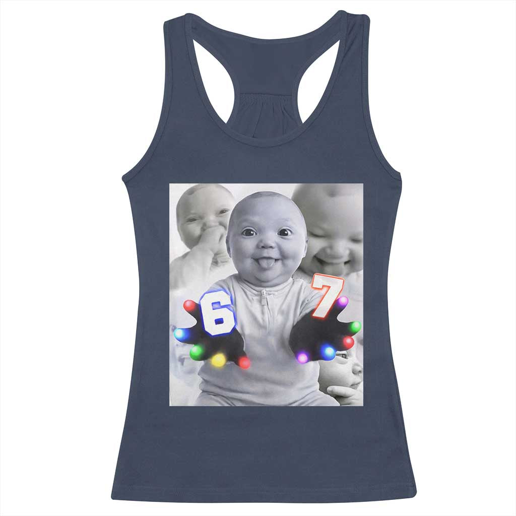Gloving Niche 67 Ai Baby Meme Racerback Tank Top Six Seven Hand Funny Laughing Baby TS10 Navy Print Your Wear