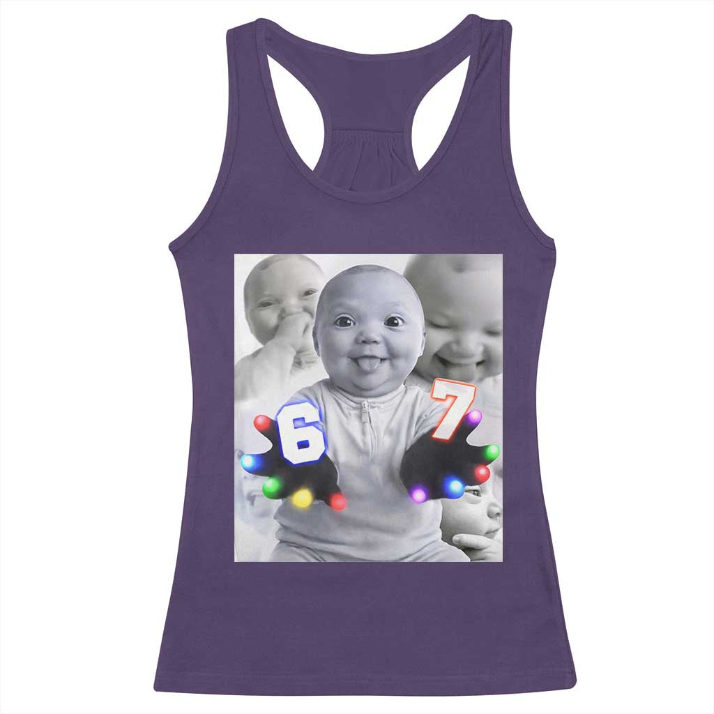 Gloving Niche 67 Ai Baby Meme Racerback Tank Top Six Seven Hand Funny Laughing Baby TS10 Purple Print Your Wear