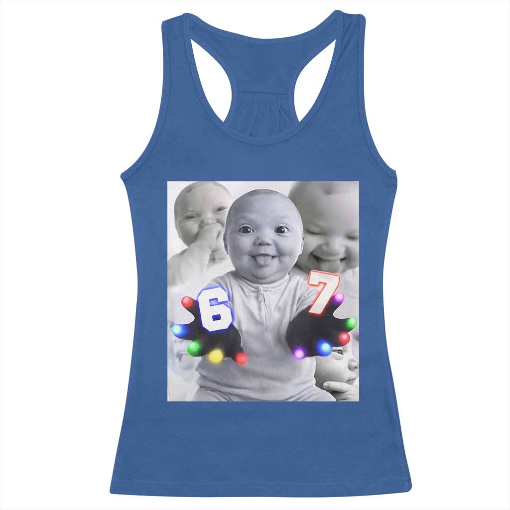 Gloving Niche 67 Ai Baby Meme Racerback Tank Top Six Seven Hand Funny Laughing Baby TS10 Royal Blue Print Your Wear
