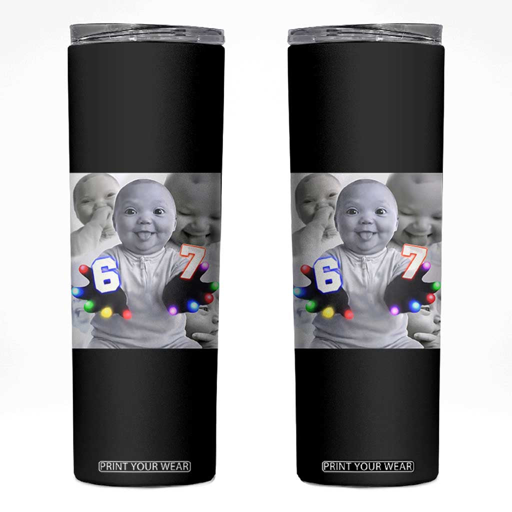 Gloving Niche 67 Ai Baby Meme Skinny Tumbler Six Seven Hand Funny Laughing Baby TS10 Black Print Your Wear
