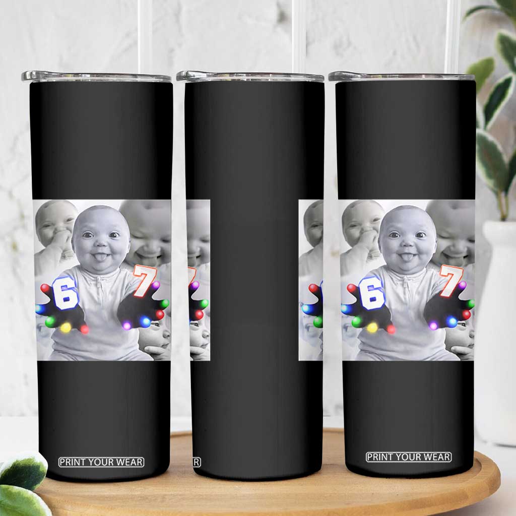 Gloving Niche 67 Ai Baby Meme Skinny Tumbler Six Seven Hand Funny Laughing Baby TS10 Print Your Wear