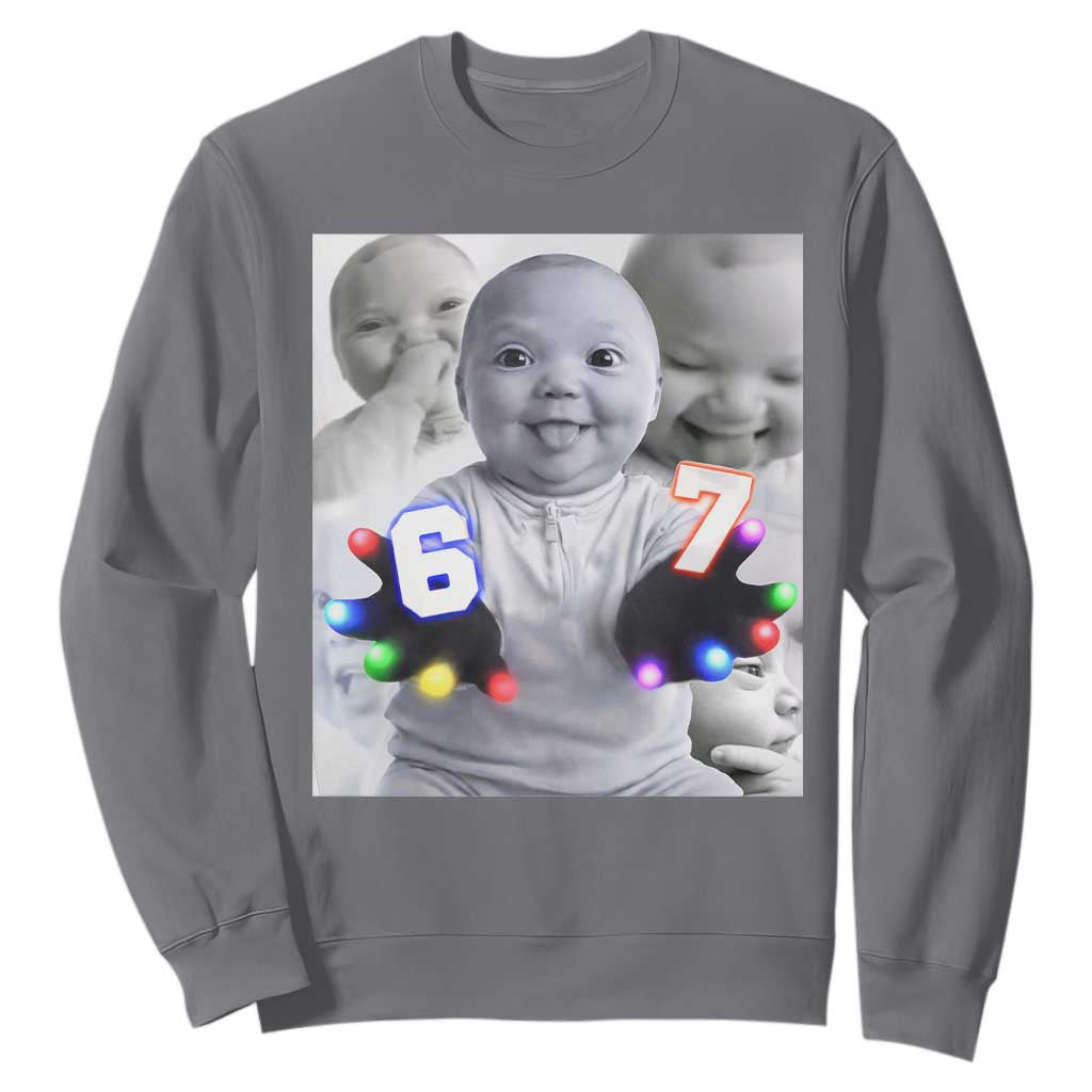 Gloving Niche 67 Ai Baby Meme Sweatshirt Six Seven Hand Funny Laughing Baby TS10 Charcoal Print Your Wear