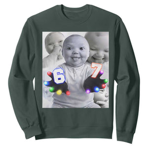 Gloving Niche 67 Ai Baby Meme Sweatshirt Six Seven Hand Funny Laughing Baby TS10 Dark Forest Green Print Your Wear