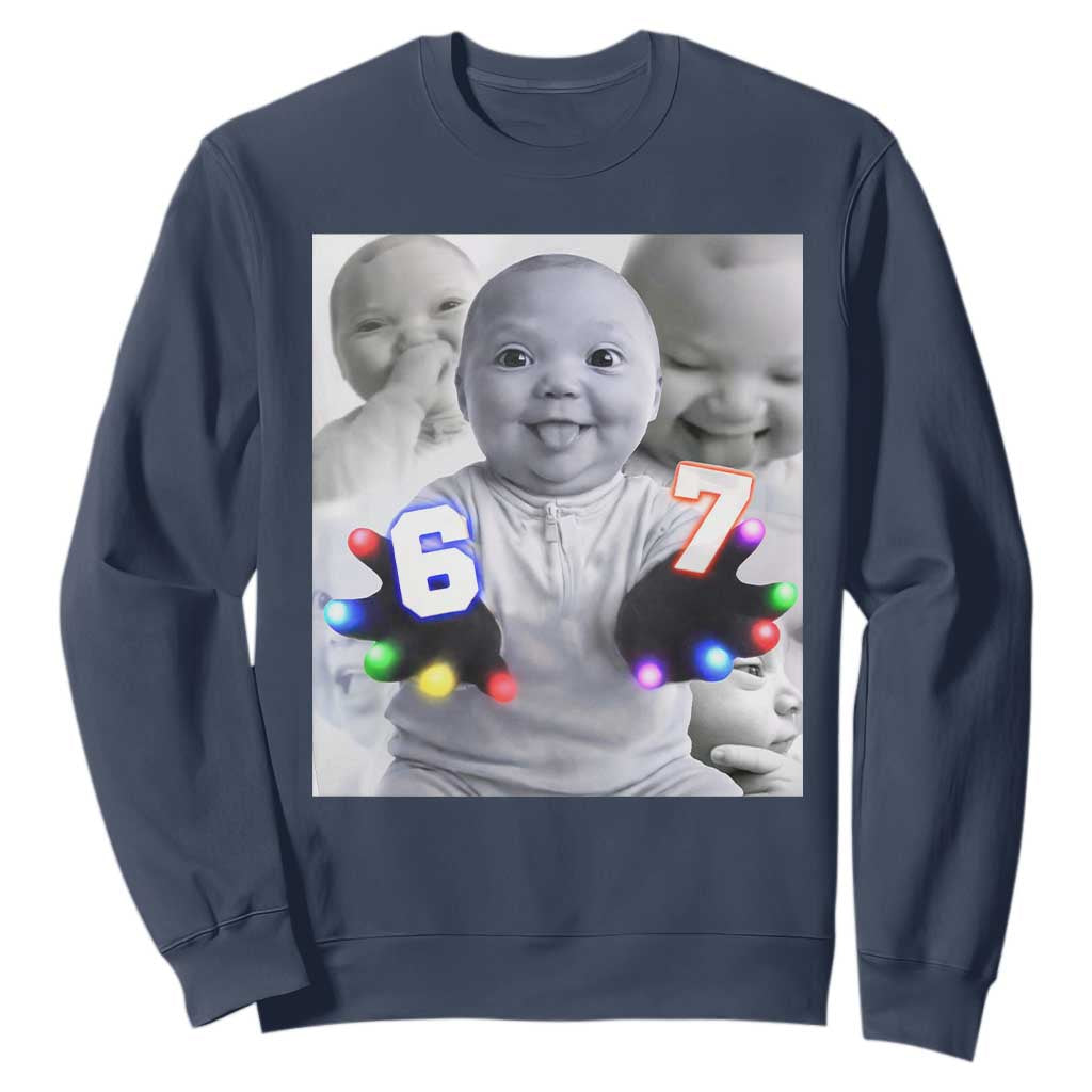 Gloving Niche 67 Ai Baby Meme Sweatshirt Six Seven Hand Funny Laughing Baby TS10 Navy Print Your Wear