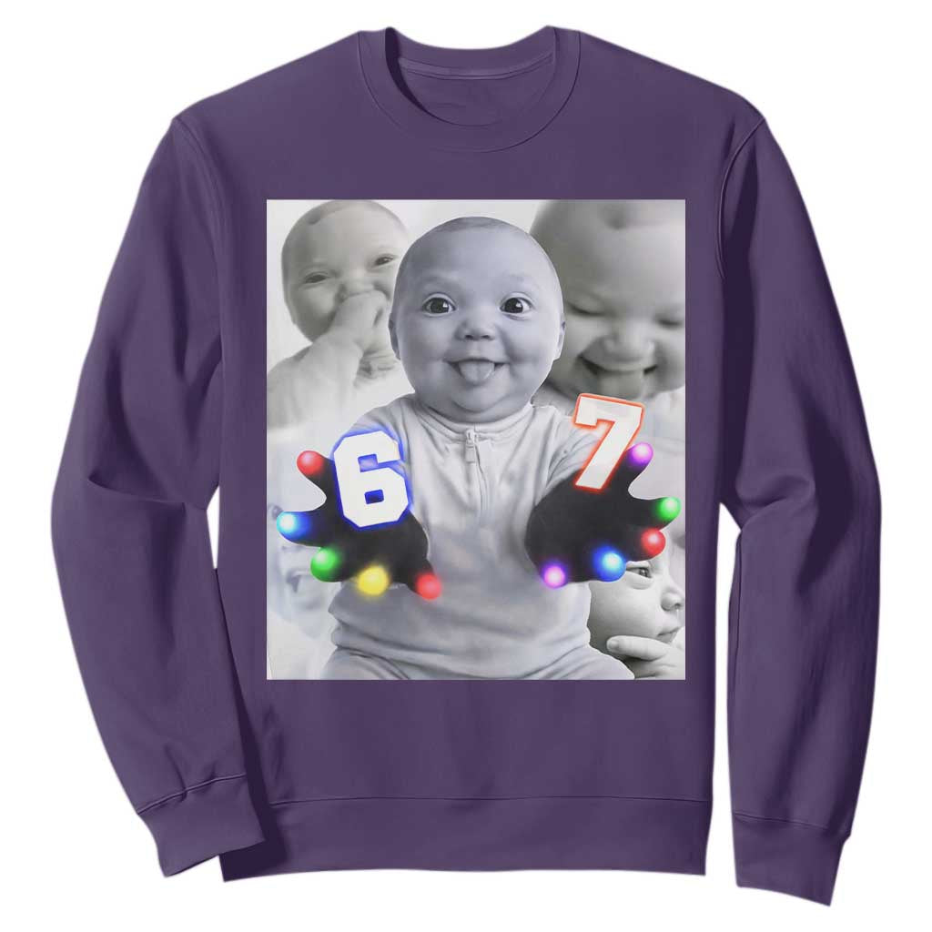 Gloving Niche 67 Ai Baby Meme Sweatshirt Six Seven Hand Funny Laughing Baby TS10 Purple Print Your Wear