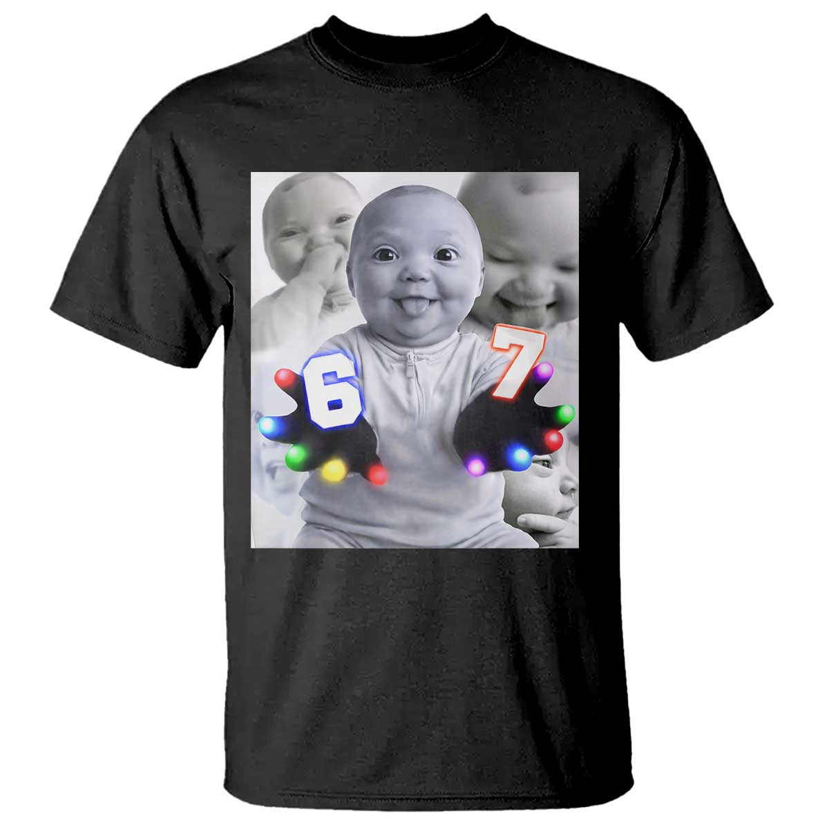 Gloving Niche 67 Ai Baby Meme T Shirt Six Seven Hand Funny Laughing Baby TS10 Black Print Your Wear