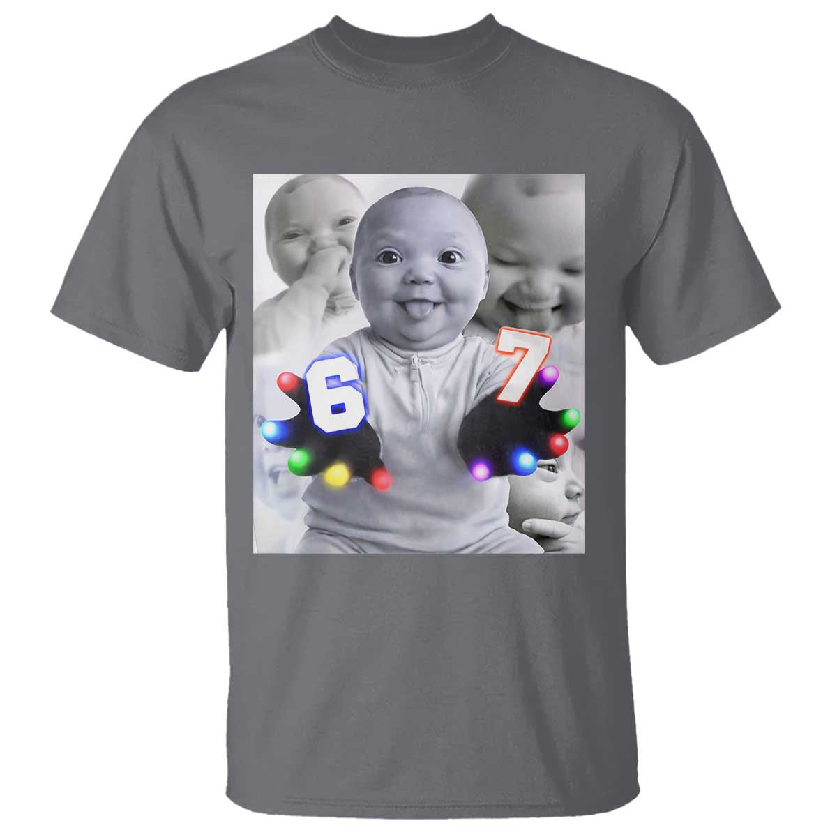 Gloving Niche 67 Ai Baby Meme T Shirt Six Seven Hand Funny Laughing Baby TS10 Charcoal Print Your Wear
