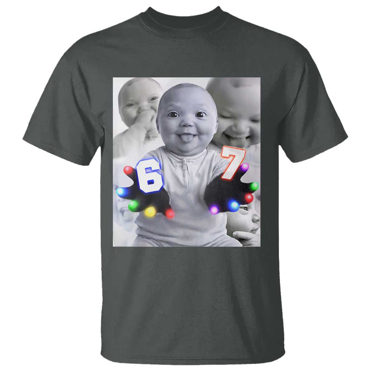 Gloving Niche 67 Ai Baby Meme T Shirt Six Seven Hand Funny Laughing Baby TS10 Dark Heather Print Your Wear