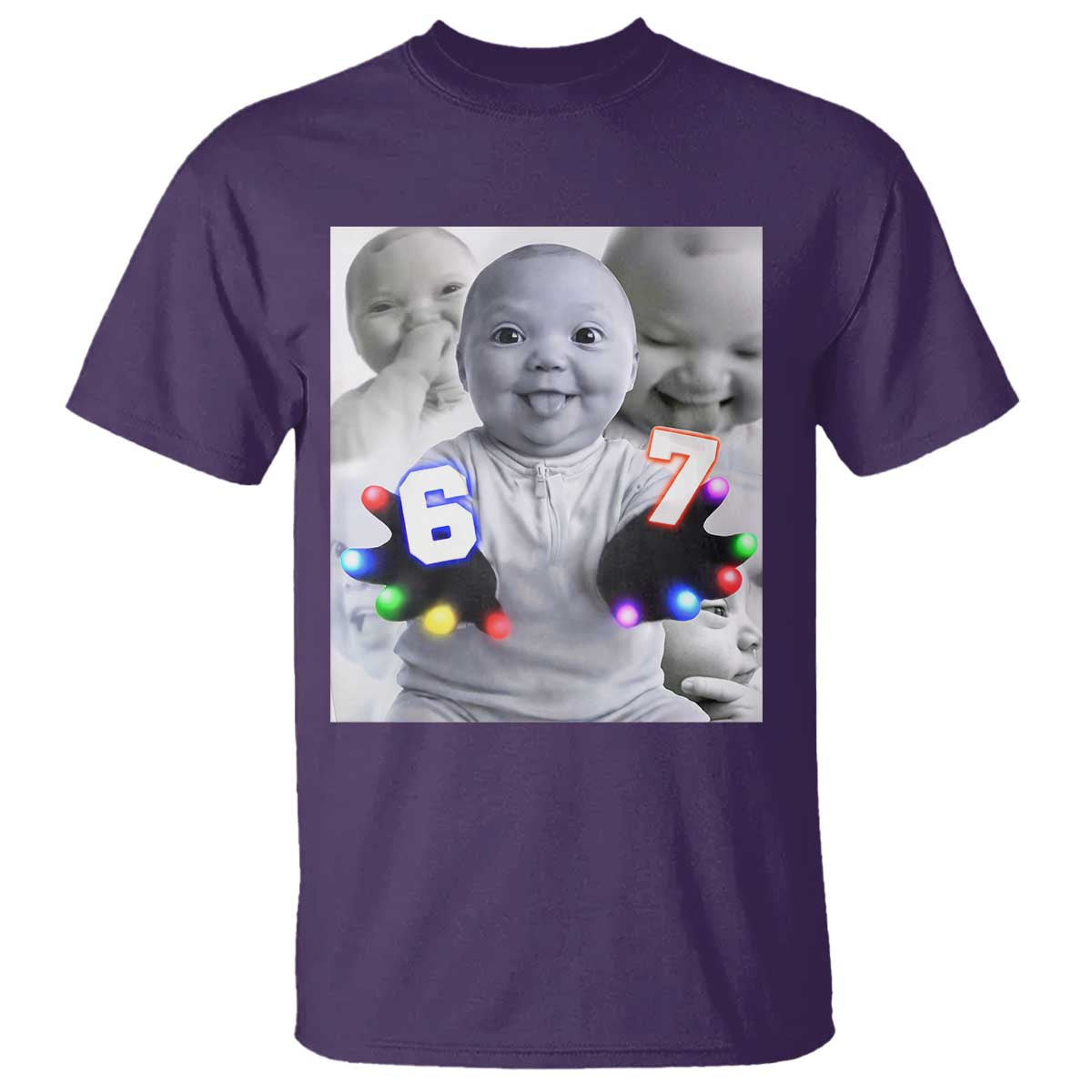 Gloving Niche 67 Ai Baby Meme T Shirt Six Seven Hand Funny Laughing Baby TS10 Purple Print Your Wear
