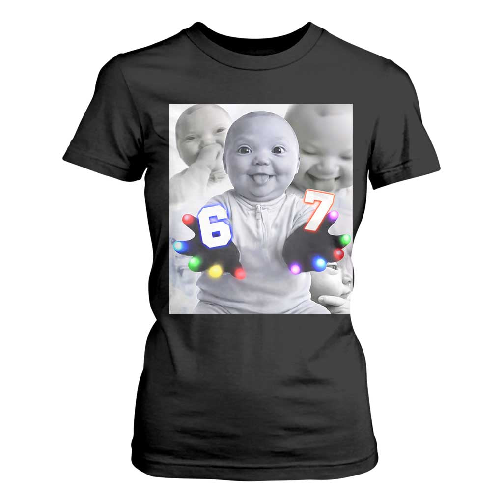 Gloving Niche 67 Ai Baby Meme T Shirt For Women Six Seven Hand Funny Laughing Baby TS10 Black Print Your Wear