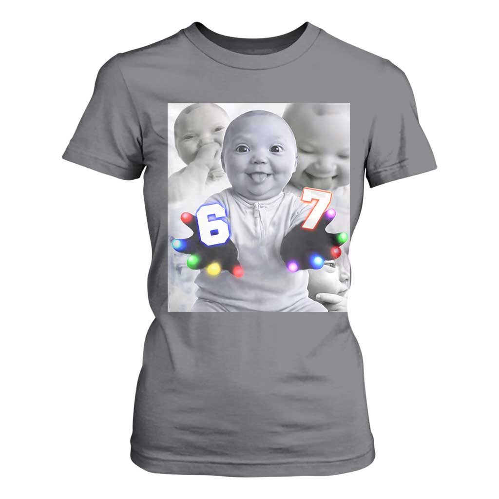 Gloving Niche 67 Ai Baby Meme T Shirt For Women Six Seven Hand Funny Laughing Baby TS10 Charcoal Print Your Wear