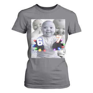Gloving Niche 67 Ai Baby Meme T Shirt For Women Six Seven Hand Funny Laughing Baby TS10 Charcoal Print Your Wear