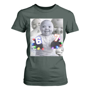 Gloving Niche 67 Ai Baby Meme T Shirt For Women Six Seven Hand Funny Laughing Baby TS10 Dark Forest Green Print Your Wear