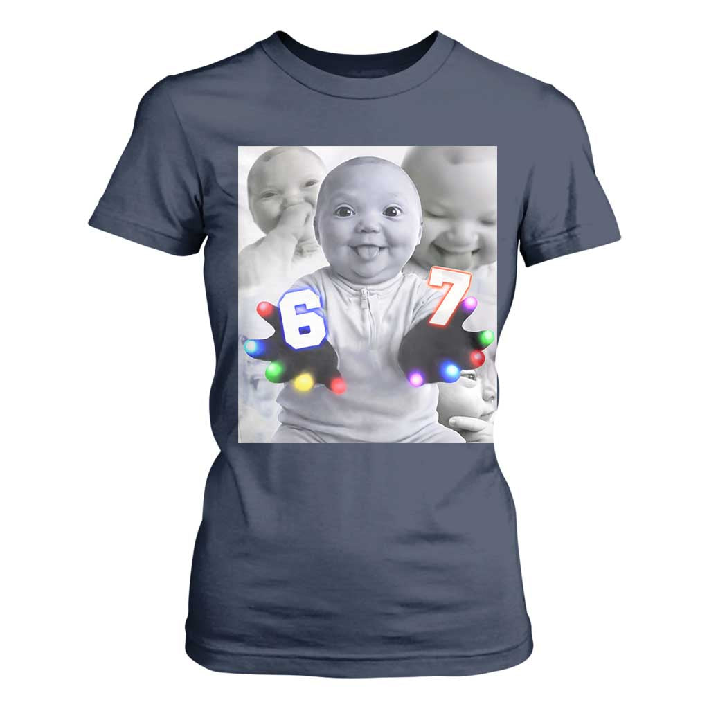 Gloving Niche 67 Ai Baby Meme T Shirt For Women Six Seven Hand Funny Laughing Baby TS10 Navy Print Your Wear