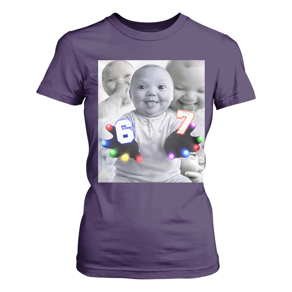 Gloving Niche 67 Ai Baby Meme T Shirt For Women Six Seven Hand Funny Laughing Baby TS10 Purple Print Your Wear