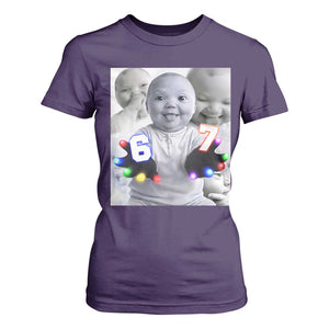 Gloving Niche 67 Ai Baby Meme T Shirt For Women Six Seven Hand Funny Laughing Baby TS10 Purple Print Your Wear