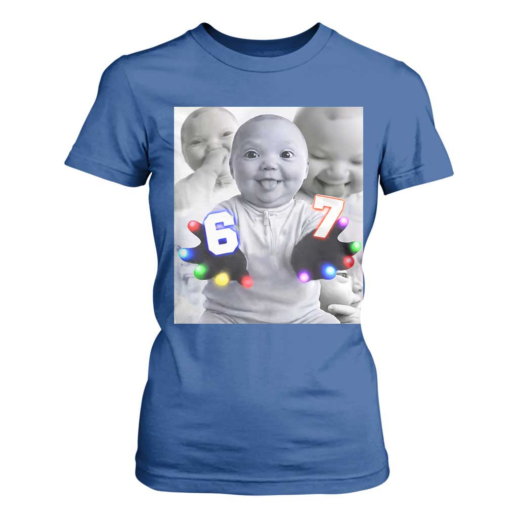 Gloving Niche 67 Ai Baby Meme T Shirt For Women Six Seven Hand Funny Laughing Baby TS10 Royal Blue Print Your Wear