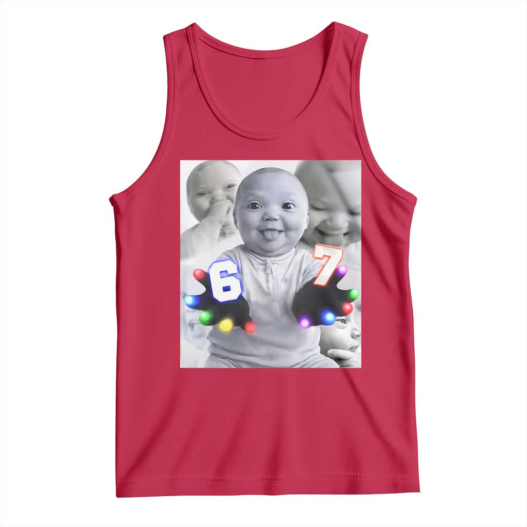 Gloving Niche 67 Ai Baby Meme Tank Top Six Seven Hand Funny Laughing Baby TS10 Red Print Your Wear