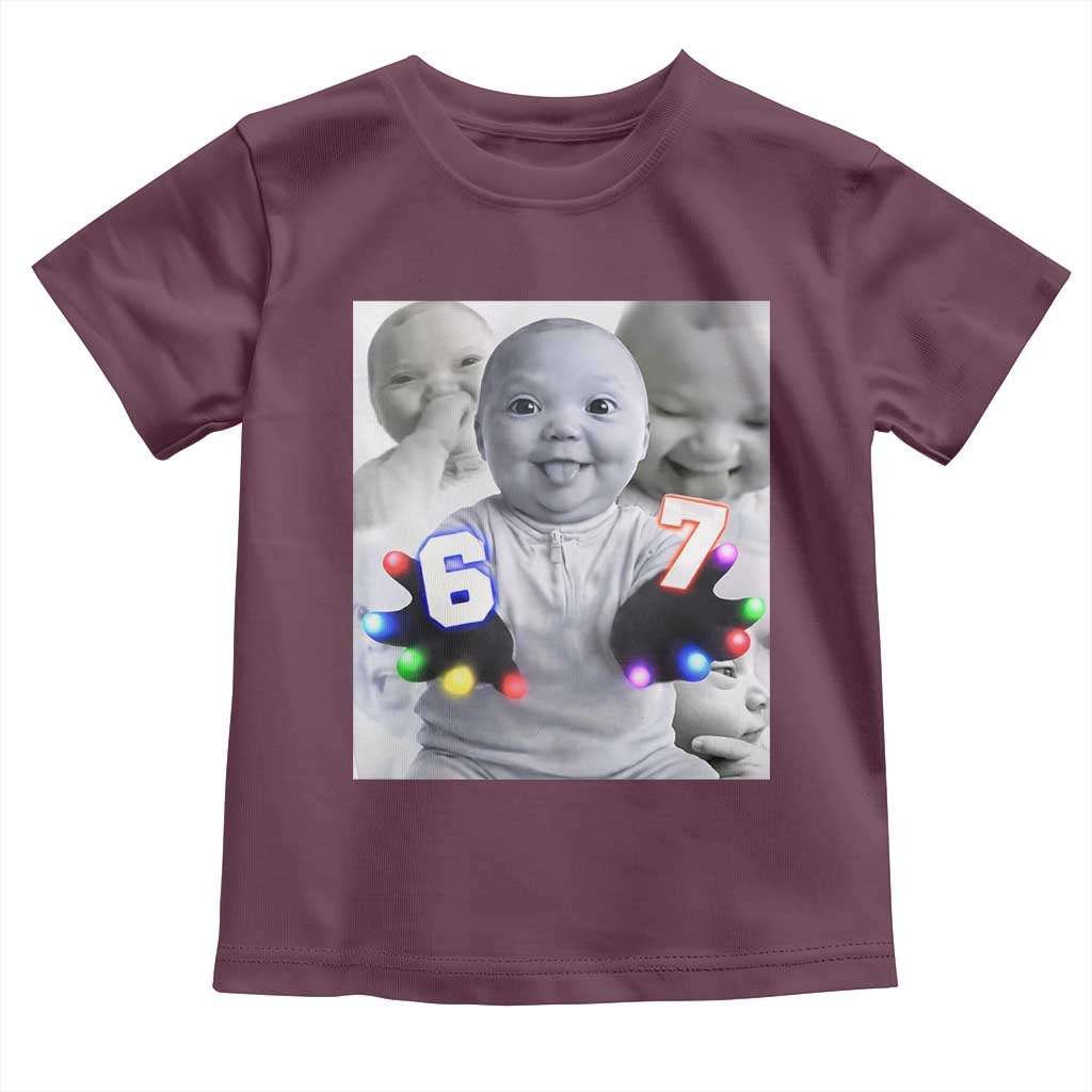 Gloving Niche 67 Ai Baby Meme Toddler T Shirt Six Seven Hand Funny Laughing Baby TS10 Maroon Print Your Wear