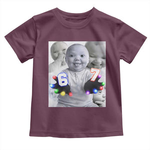 Gloving Niche 67 Ai Baby Meme Toddler T Shirt Six Seven Hand Funny Laughing Baby TS10 Maroon Print Your Wear
