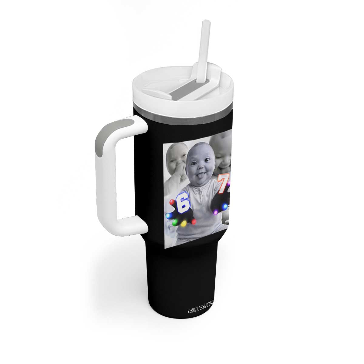 Gloving Niche 67 Ai Baby Meme Tumbler With Handle Six Seven Hand Funny Laughing Baby TS10 Print Your Wear