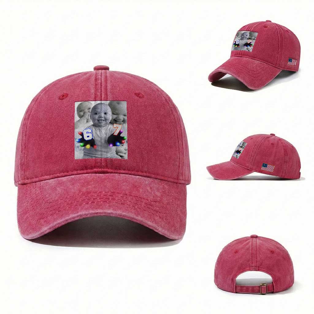 Gloving Niche 67 Ai Baby Meme Washed Cotton Baseball Cap Six Seven Hand Funny Laughing Baby TS10 Washed Cap Universal Fit Red Print Your Wear