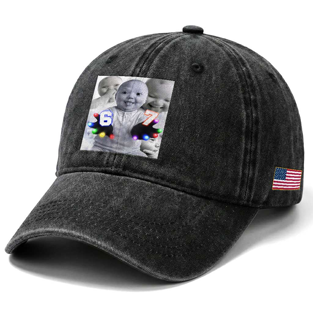 Gloving Niche 67 Ai Baby Meme Washed Cotton Baseball Cap Six Seven Hand Funny Laughing Baby TS10 Print Your Wear