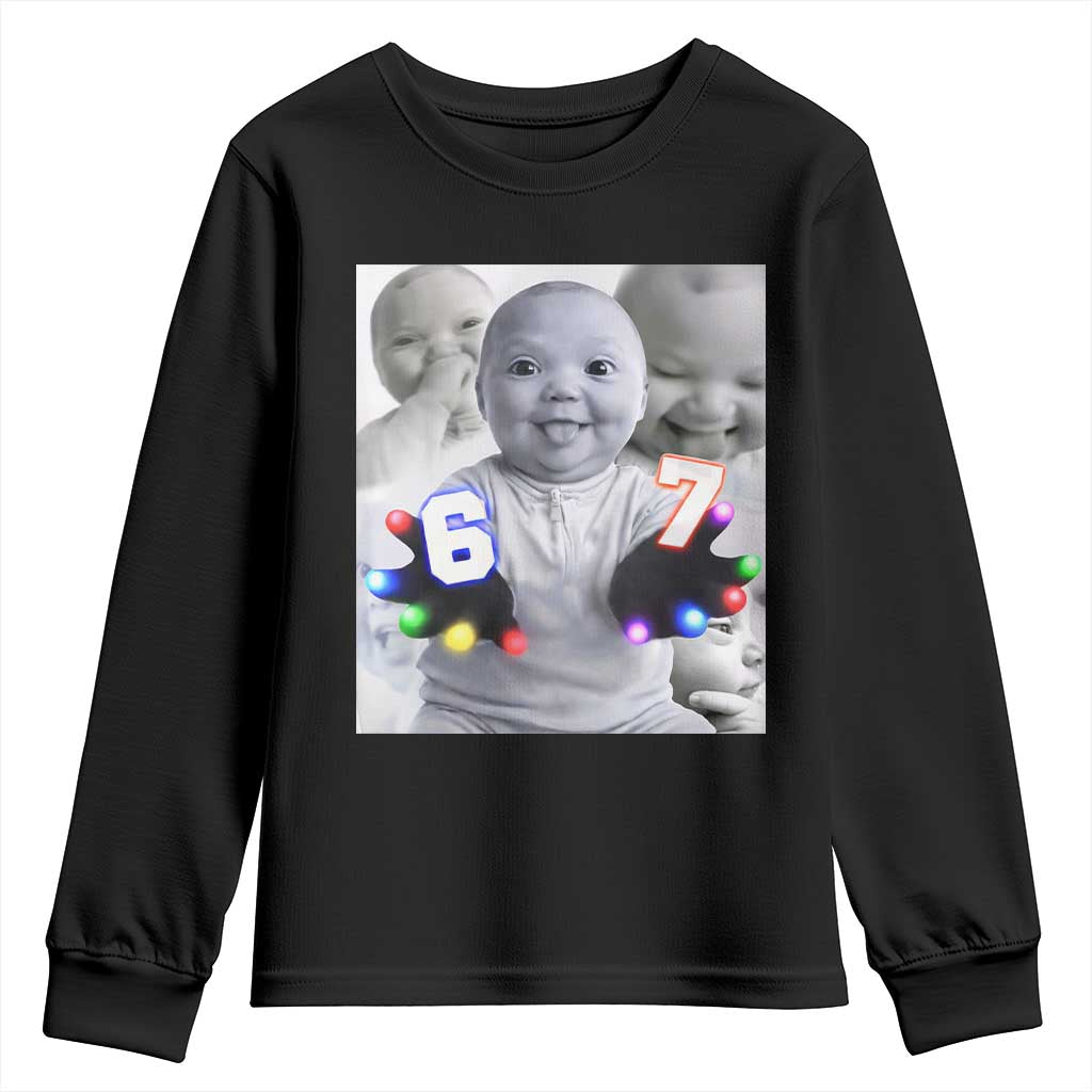 Gloving Niche 67 Ai Baby Meme Youth Sweatshirt Six Seven Hand Funny Laughing Baby TS10 Black Print Your Wear