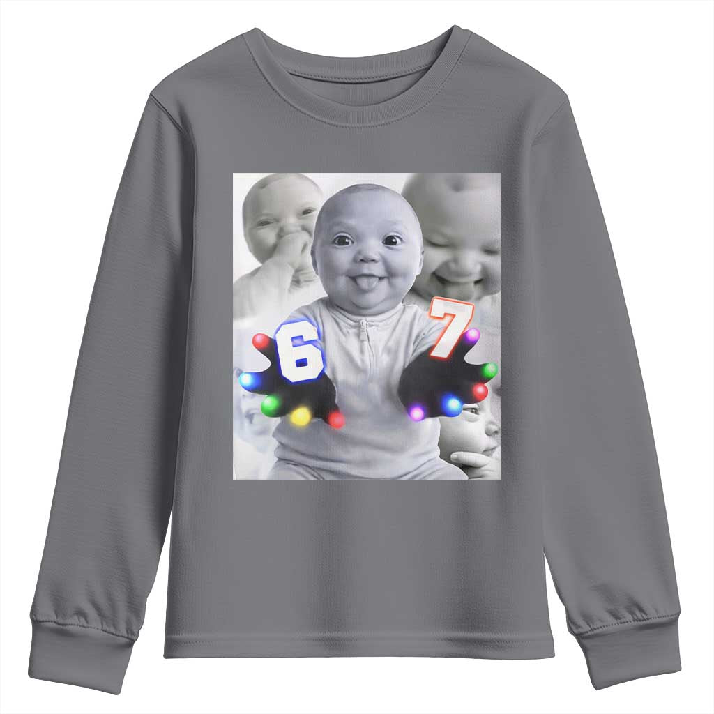 Gloving Niche 67 Ai Baby Meme Youth Sweatshirt Six Seven Hand Funny Laughing Baby TS10 Charcoal Print Your Wear