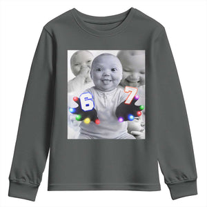 Gloving Niche 67 Ai Baby Meme Youth Sweatshirt Six Seven Hand Funny Laughing Baby TS10 Dark Heather Print Your Wear