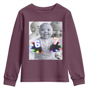 Gloving Niche 67 Ai Baby Meme Youth Sweatshirt Six Seven Hand Funny Laughing Baby TS10 Maroon Print Your Wear