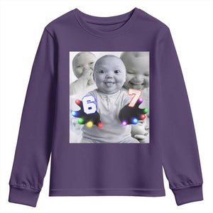 Gloving Niche 67 Ai Baby Meme Youth Sweatshirt Six Seven Hand Funny Laughing Baby TS10 Purple Print Your Wear