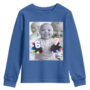 Gloving Niche 67 Ai Baby Meme Youth Sweatshirt Six Seven Hand Funny Laughing Baby TS10 Royal Blue Print Your Wear