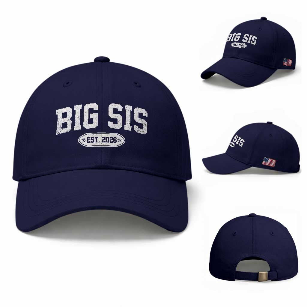 Big Sis Est 2026 Baseball Cap Big Sister Baby Announcement