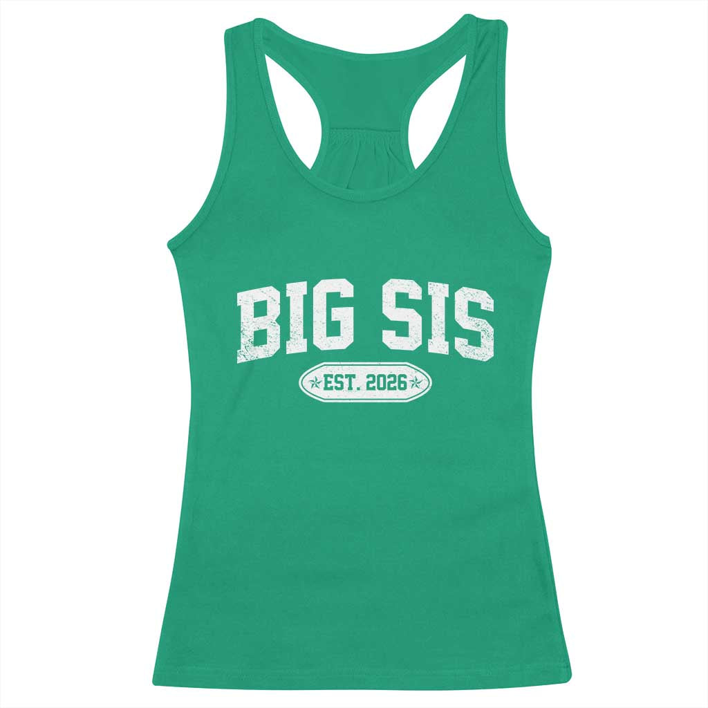 Big Sis Est 2026 Racerback Tank Top Big Sister Baby Announcement