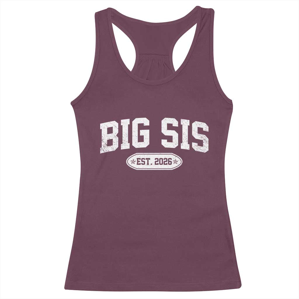 Big Sis Est 2026 Racerback Tank Top Big Sister Baby Announcement