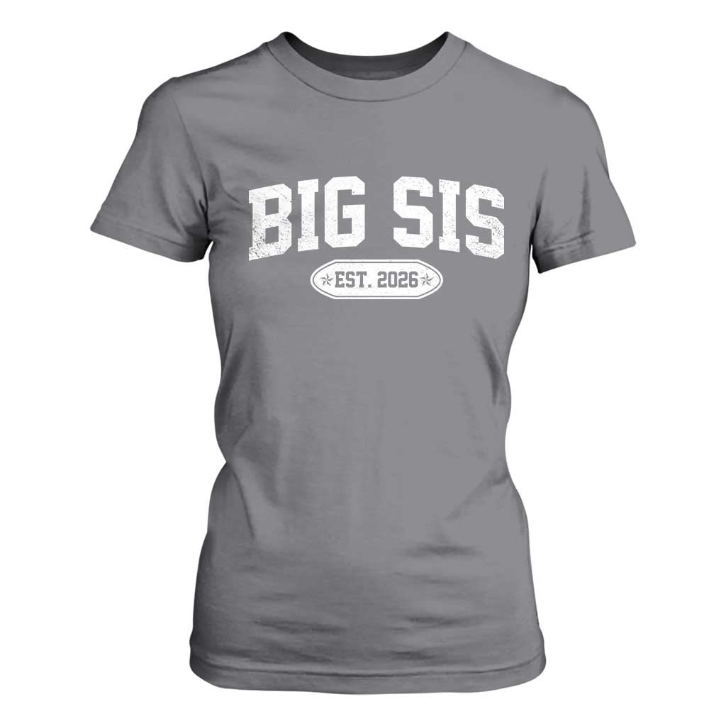 Big Sis Est 2026 T Shirt For Women Big Sister Baby Announcement