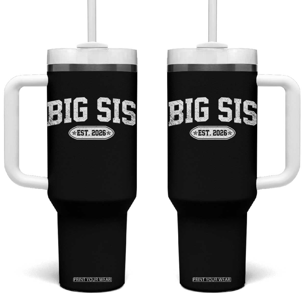 Big Sis Est 2026 Tumbler With Handle Big Sister Baby Announcement