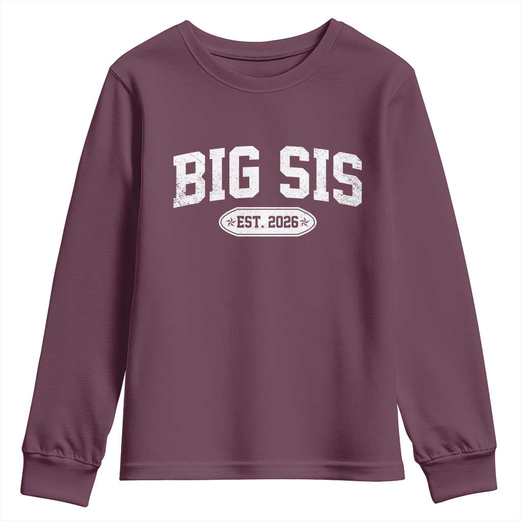 Big Sis Est 2026 Youth Sweatshirt Big Sister Baby Announcement