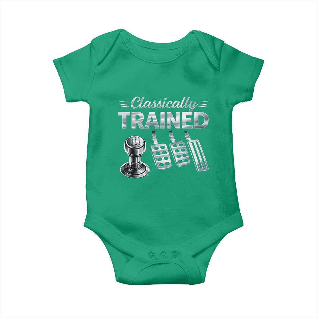 Classically Trained Baby Onesie Dimmer Manual Transmission Car Humor Pedals Driving TS10 Irish Green Print Your Wear