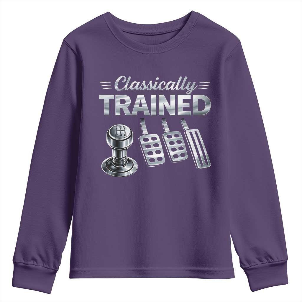Classically Trained Youth Sweatshirt Dimmer Manual Transmission Car Humor Pedals Driving TS10 Purple Print Your Wear