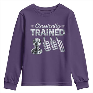 Classically Trained Youth Sweatshirt Dimmer Manual Transmission Car Humor Pedals Driving TS10 Purple Print Your Wear