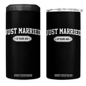 Just Married 10 Years Ago 4 in 1 Can Cooler Tumbler 10th Wedding Anniversary Matching TS10 One Size: 16 oz Black Print Your Wear