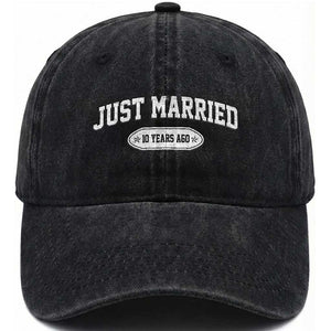 Just Married 10 Years Ago Washed Cotton Baseball Cap 10th Wedding Anniversary Matching TS10 Print Your Wear