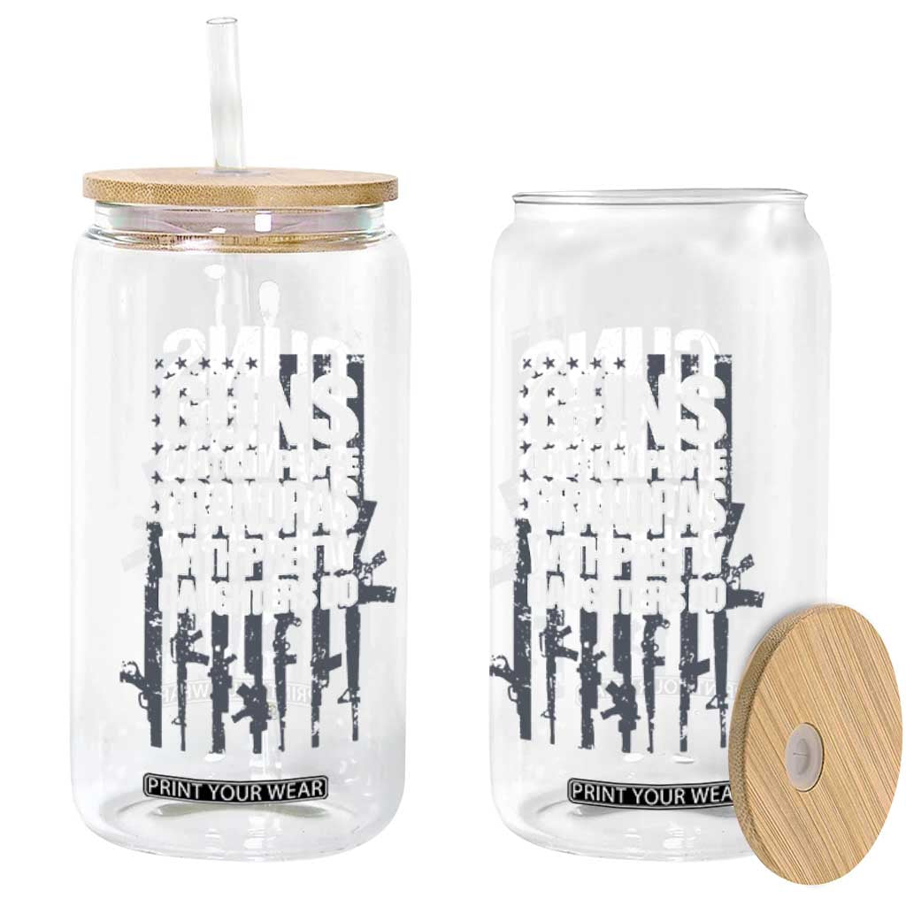 Grandpas With Pretty Daughters Glass Can Funny Grandpa Gun American Flag TS10 Print Your Wear
