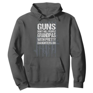 Grandpas With Pretty Daughters Hoodie Funny Grandpa Gun American Flag TS10 Dark Heather Print Your Wear